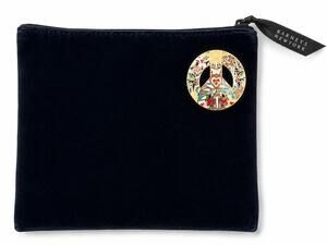 Barneys New York 2016 Love Peace Joy Velvet Zip Pouch NWT Navy